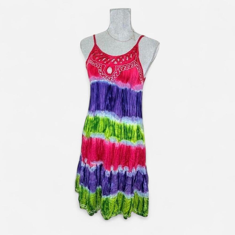 ⚪️ Isla Bonita tye-die swim cover-up dress / casual stretchy retro small large